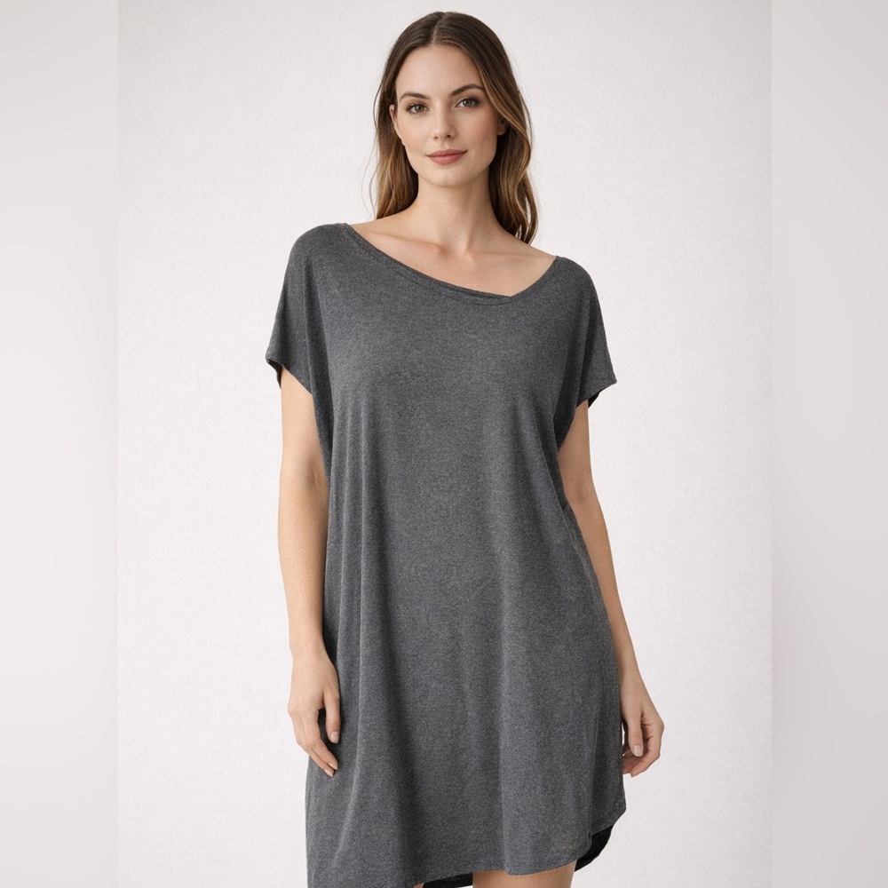 Eileen Fisher System Dress Viscose Blend Asymmetric Neckline size Medium stretch